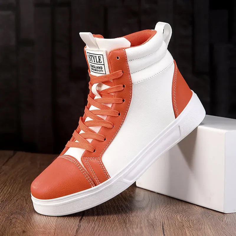Spring Autumn Leather Skateboard Shoes Men Women Casual Sneaker Comfort Platform High-Top Sneakers Men Unisex Shoes Plus Size 46 eprolo