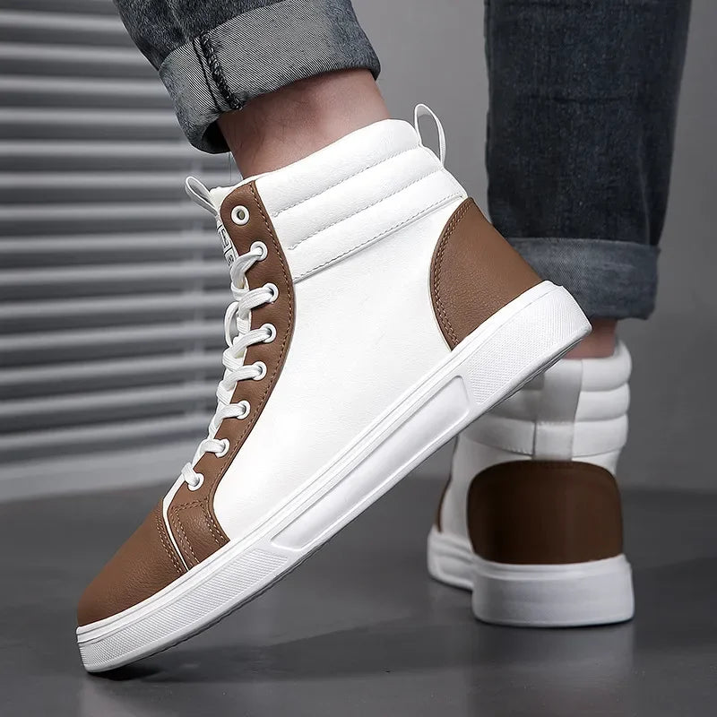 Spring Autumn Leather Skateboard Shoes Men Women Casual Sneaker Comfort Platform High-Top Sneakers Men Unisex Shoes Plus Size 46 eprolo