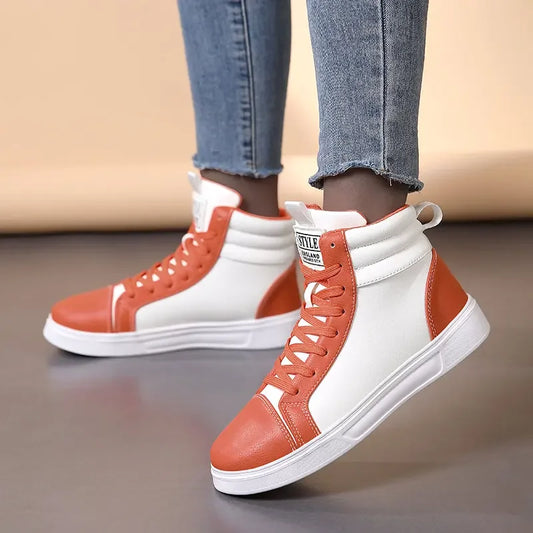 Spring Autumn Leather Skateboard Shoes Men Women Casual Sneaker Comfort Platform High-Top Sneakers Men Unisex Shoes Plus Size 46 eprolo
