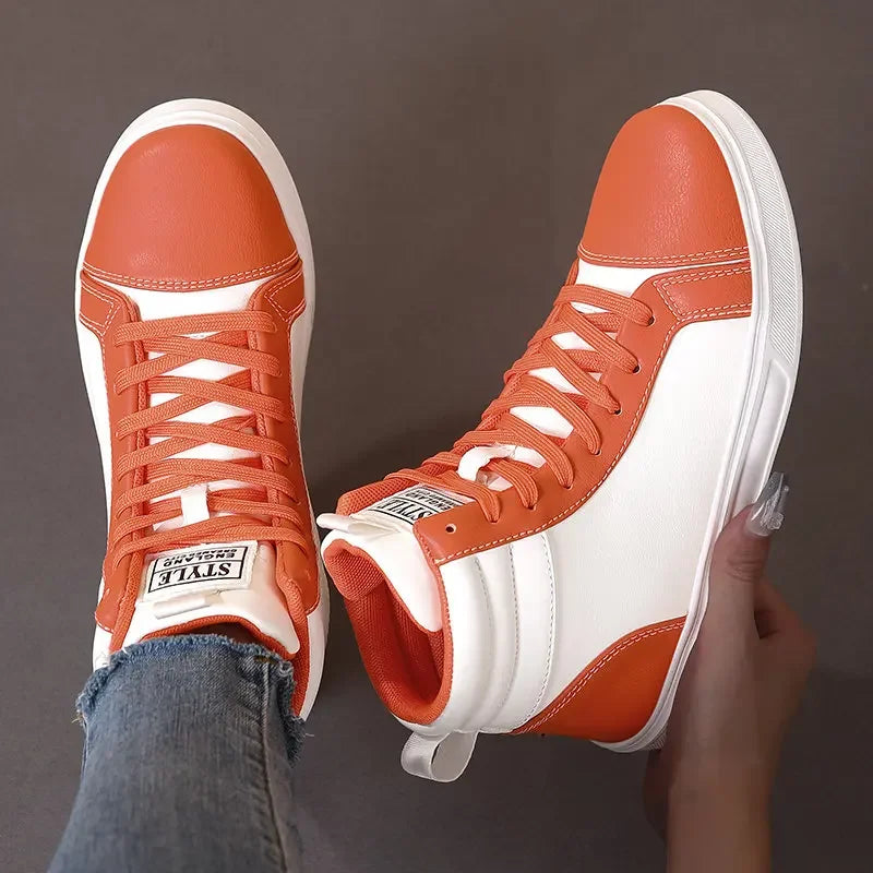 Spring Autumn Leather Skateboard Shoes Men Women Casual Sneaker Comfort Platform High-Top Sneakers Men Unisex Shoes Plus Size 46 eprolo