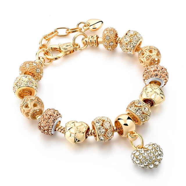 Szelam Luxury Crystal Heart Charm Bracelets & Bangles Gold Bracelets For Women Jewellery Pulseira Feminina Sbr160056 eprolo