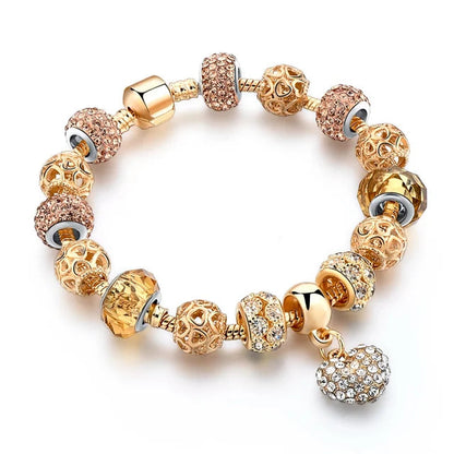 Szelam Luxury Crystal Heart Charm Bracelets & Bangles Gold Bracelets For Women Jewellery Pulseira Feminina Sbr160056 eprolo