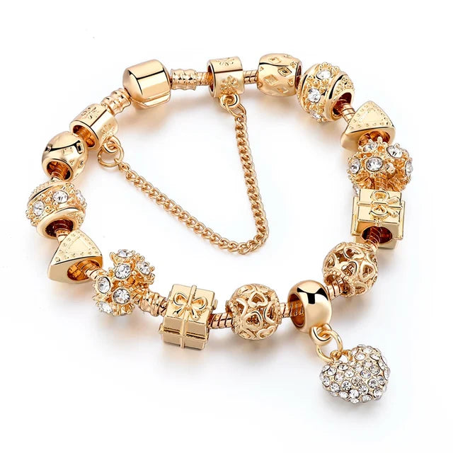 Szelam Luxury Crystal Heart Charm Bracelets & Bangles Gold Bracelets For Women Jewellery Pulseira Feminina Sbr160056 eprolo