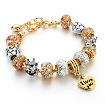 Szelam Luxury Crystal Heart Charm Bracelets & Bangles Gold Bracelets For Women Jewellery Pulseira Feminina Sbr160056 eprolo