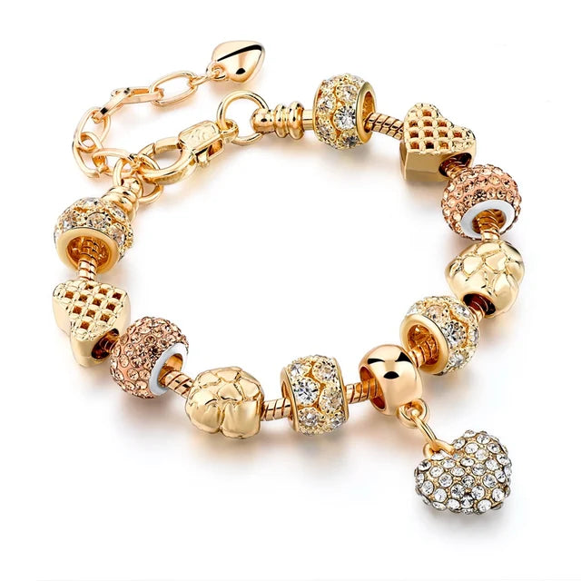 Szelam Luxury Crystal Heart Charm Bracelets & Bangles Gold Bracelets For Women Jewellery Pulseira Feminina Sbr160056 eprolo