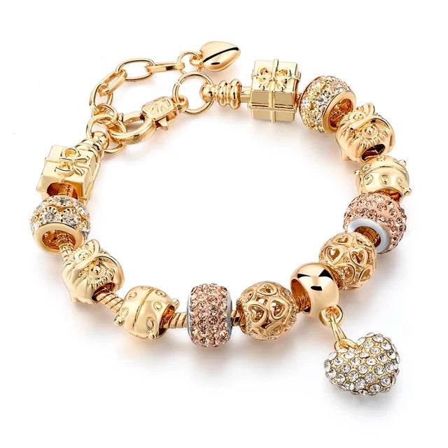 Szelam Luxury Crystal Heart Charm Bracelets & Bangles Gold Bracelets For Women Jewellery Pulseira Feminina Sbr160056 eprolo