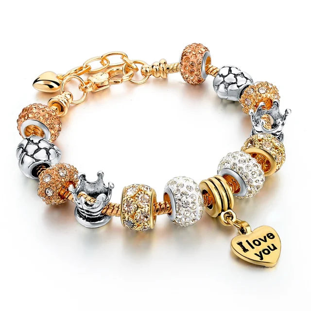 Szelam Luxury Crystal Heart Charm Bracelets & Bangles Gold Bracelets For Women Jewellery Pulseira Feminina Sbr160056 eprolo