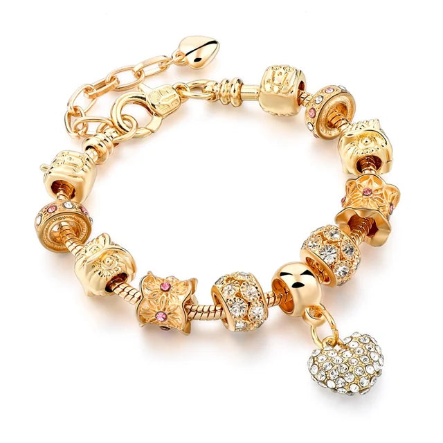 Szelam Luxury Crystal Heart Charm Bracelets & Bangles Gold Bracelets For Women Jewellery Pulseira Feminina Sbr160056 eprolo
