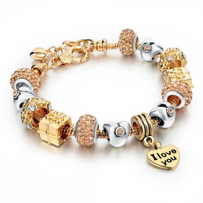 Szelam Luxury Crystal Heart Charm Bracelets & Bangles Gold Bracelets For Women Jewellery Pulseira Feminina Sbr160056 eprolo