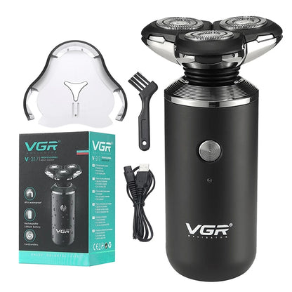 VGR V-317 5W USB Omnidirectional Three-dimensional Floating Three-network Electric Shaver, V-317 - Shello's Creative Boutique