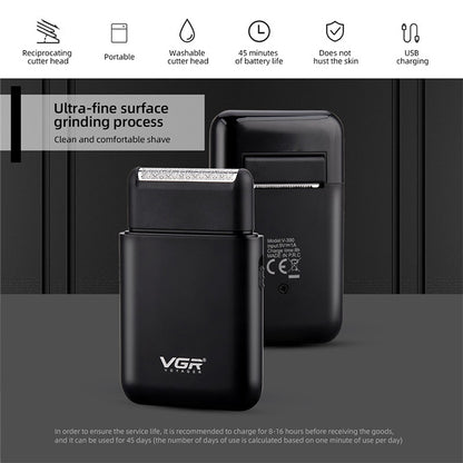 VGR V-390 5W USB Portable Reciprocating Electric Shaver, V-390 (Green), V-390 (Black) - Shello's Creative Boutique