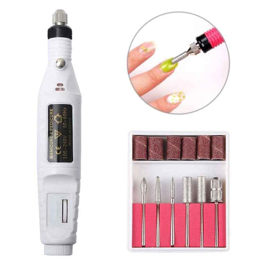 1 Set Power Professional Electric Manicure Machine Pen Pedicure Nail File Nail Tools 6 bits Drill Nail Drill Machine - Shello's Creative Boutique