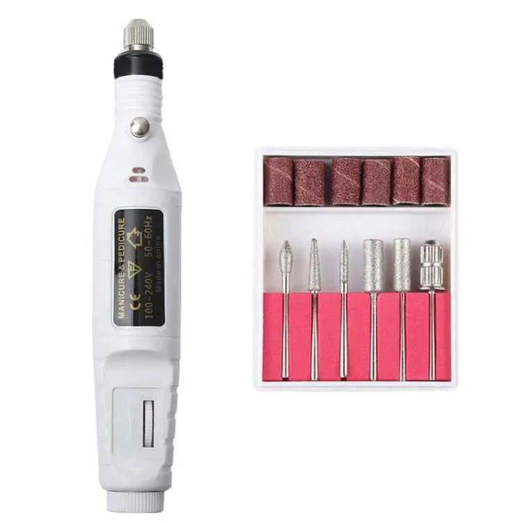 1 Set Power Professional Electric Manicure Machine Pen Pedicure Nail File Nail Tools 6 bits Drill Nail Drill Machine - Shello's Creative Boutique