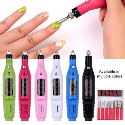 1 Set Power Professional Electric Manicure Machine Pen Pedicure Nail File Nail Tools 6 bits Drill Nail Drill Machine - Shello's Creative Boutique