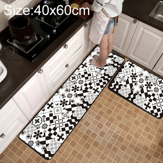 Geometric Lattice Kitchen & Bathroom Mat – Modern Non-Slip Floor Rug - Shello's Creative Boutique