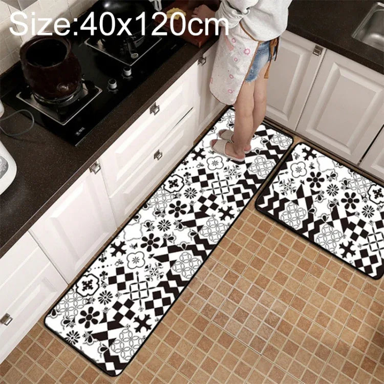 Geometric Lattice Kitchen & Bathroom Mat – Modern Non-Slip Floor Rug - Shello's Creative Boutique