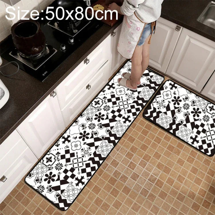 Geometric Lattice Kitchen & Bathroom Mat – Modern Non-Slip Floor Rug - Shello's Creative Boutique