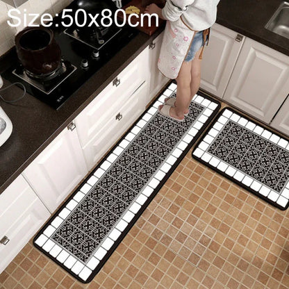 Geometric Lattice Kitchen & Bathroom Mat – Modern Non-Slip Floor Rug - Shello's Creative Boutique