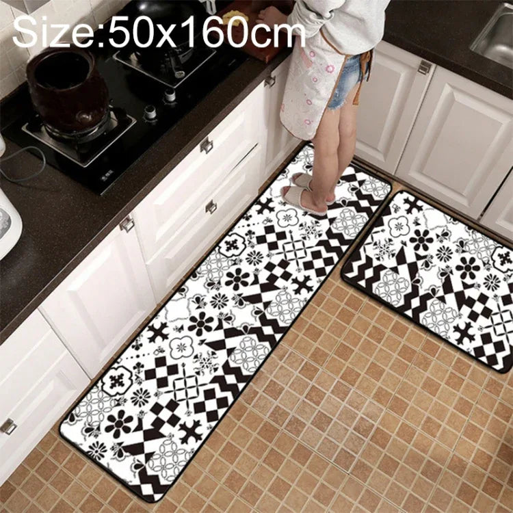 Geometric Lattice Kitchen & Bathroom Mat – Modern Non-Slip Floor Rug - Shello's Creative Boutique