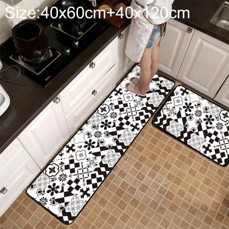 Geometric Lattice Kitchen & Bathroom Mat – Modern Non-Slip Floor Rug - Shello's Creative Boutique