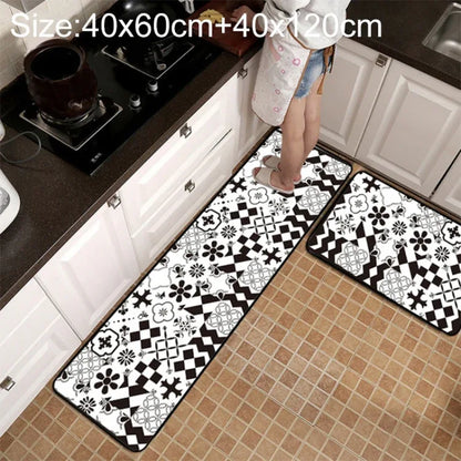 Geometric Lattice Kitchen & Bathroom Mat – Modern Non-Slip Floor Rug - Shello's Creative Boutique