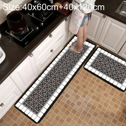 Geometric Lattice Kitchen & Bathroom Mat – Modern Non-Slip Floor Rug - Shello's Creative Boutique