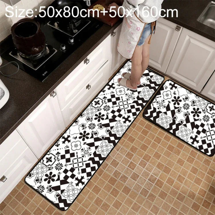 Geometric Lattice Kitchen & Bathroom Mat – Modern Non-Slip Floor Rug - Shello's Creative Boutique