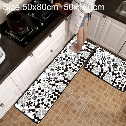 Geometric Lattice Kitchen & Bathroom Mat – Modern Non-Slip Floor Rug - Shello's Creative Boutique