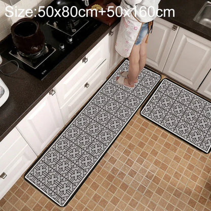 Geometric Lattice Kitchen & Bathroom Mat – Modern Non-Slip Floor Rug - Shello's Creative Boutique