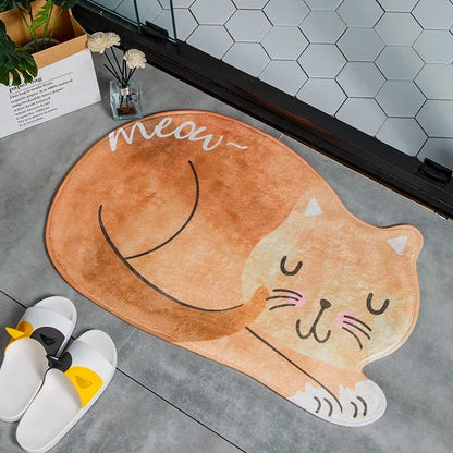 Cartoon Sleeping Cat Bath Mat Bathroom Carpets Toilet Anti-slip Floor Mat - Shello's Creative Boutique