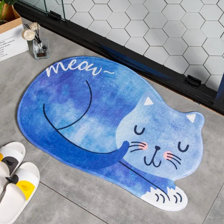 Cartoon Sleeping Cat Bath Mat Bathroom Carpets Toilet Anti-slip Floor Mat - Shello's Creative Boutique