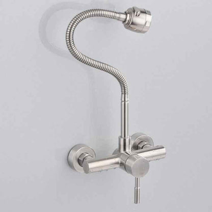 Stainless Steel Material Wall Mounted Kitchen Sink Mixer Faucet Free Rotation Hose Water Tap - Shello's Creative Boutique
