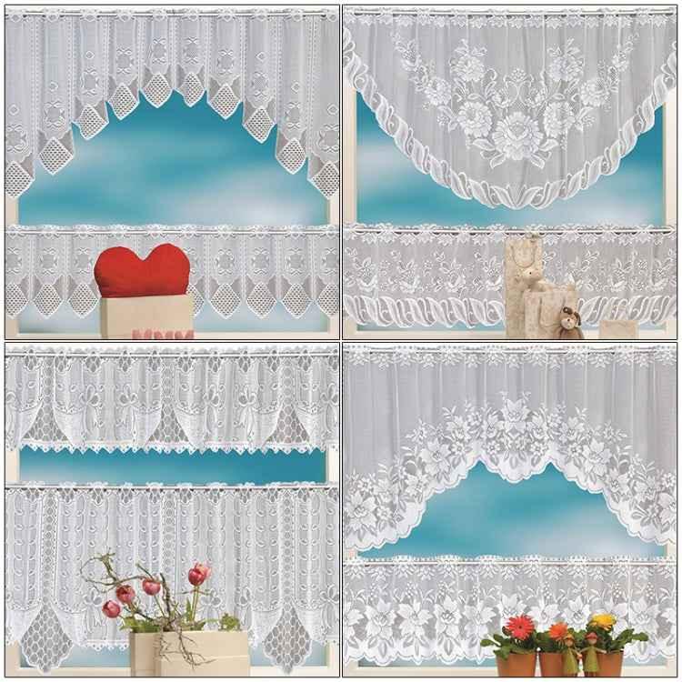 White Translucent Coffee Curtain Tulle Lace Sheer Warp Knitted Jacquard Curtains Bedroom Curtains - Shello's Creative Boutique