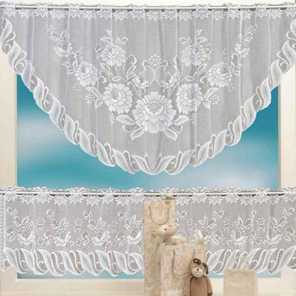 White Translucent Coffee Curtain Tulle Lace Sheer Warp Knitted Jacquard Curtains Bedroom Curtains - Shello's Creative Boutique