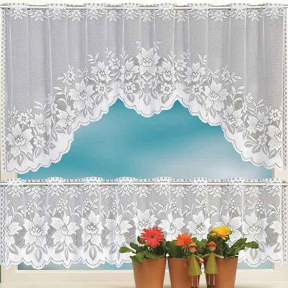 White Translucent Coffee Curtain Tulle Lace Sheer Warp Knitted Jacquard Curtains Bedroom Curtains - Shello's Creative Boutique