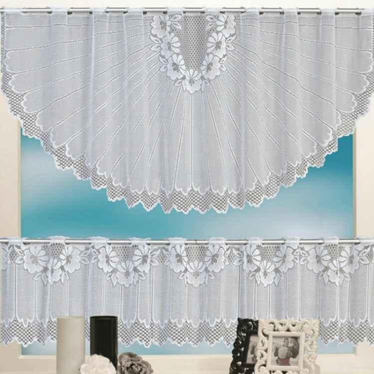 White Translucent Coffee Curtain Tulle Lace Sheer Warp Knitted Jacquard Curtains Bedroom Curtains - Shello's Creative Boutique