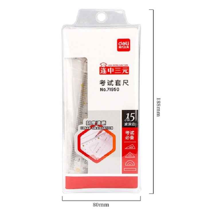 Deli 4 in 1 Student Exam Ruler Four-piece Set Containing Ruler Triangle Protractor