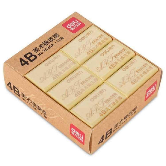 Deli 7535A 4B Eraser Set - 12-Piece Boxed Art Drawing Erasers - Shello's Creative Boutique