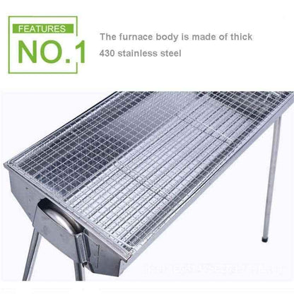 HZ-003 BBQ Grill Outdoor Portable Stainless Steel Stove Household Charcoal Barbecue Rack - Shello's Creative Boutique