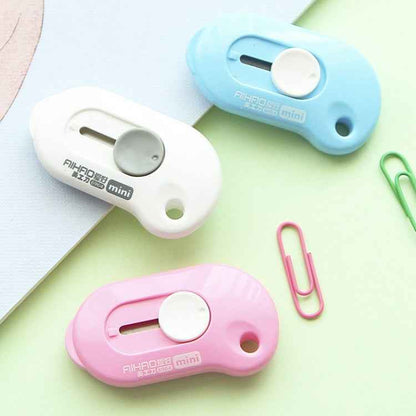 Cute Solid Mini Portable Knife Paper Cutter Razor Blade Office Stationery