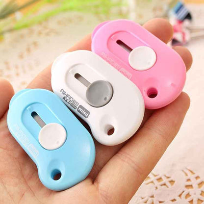 Cute Solid Mini Portable Knife Paper Cutter Razor Blade Office Stationery