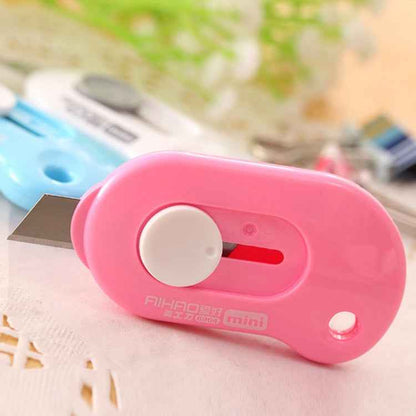 Cute Solid Mini Portable Knife Paper Cutter Razor Blade Office Stationery