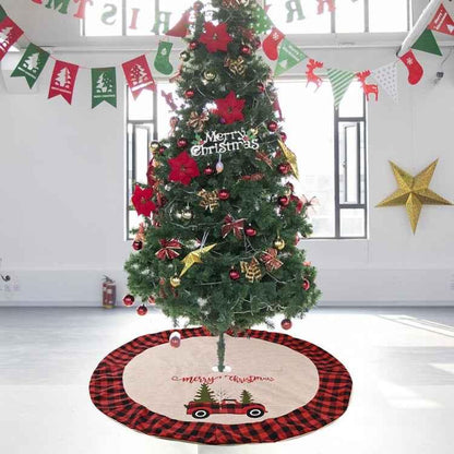 Christmas Decoration Supplies Linen Christmas Tree Skirt Car Christmas Tree Skirt - Shello's Creative Boutique