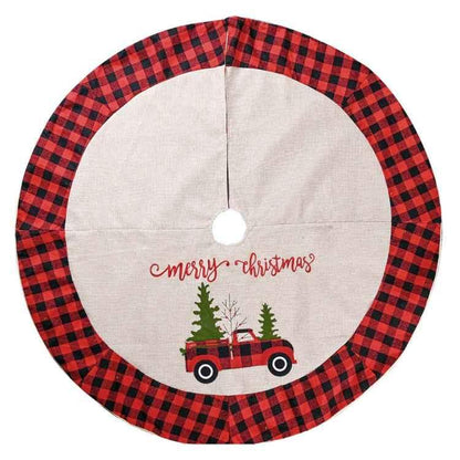 Christmas Decoration Supplies Linen Christmas Tree Skirt Car Christmas Tree Skirt - Shello's Creative Boutique