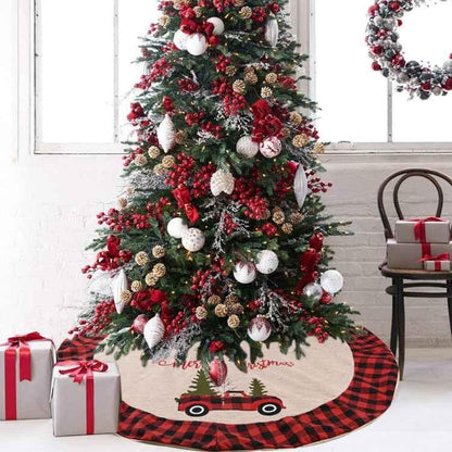 Christmas Decoration Supplies Linen Christmas Tree Skirt Car Christmas Tree Skirt - Shello's Creative Boutique