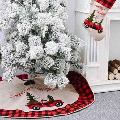 Christmas Decoration Supplies Linen Christmas Tree Skirt Car Christmas Tree Skirt - Shello's Creative Boutique