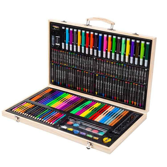 Children's Art Set - 180-Piece Wooden Box Painting & Drawing Kit - Shello's Creative Boutique
