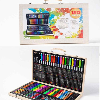 Children's Art Set - 180-Piece Wooden Box Painting & Drawing Kit - Shello's Creative Boutique