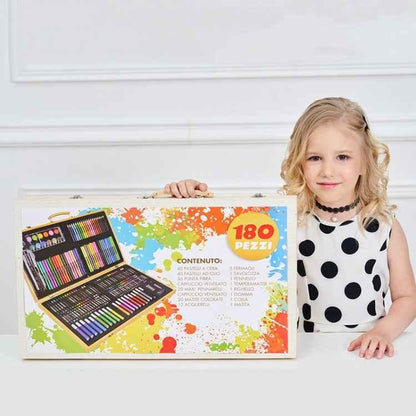 Children's Art Set - 180-Piece Wooden Box Painting & Drawing Kit - Shello's Creative Boutique