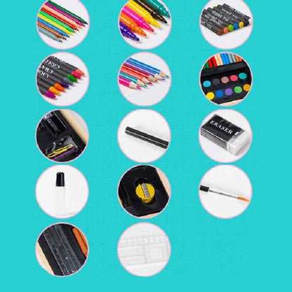 Children's Art Set - 180-Piece Wooden Box Painting & Drawing Kit - Shello's Creative Boutique